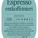 Espresso entkoffeiniert Label