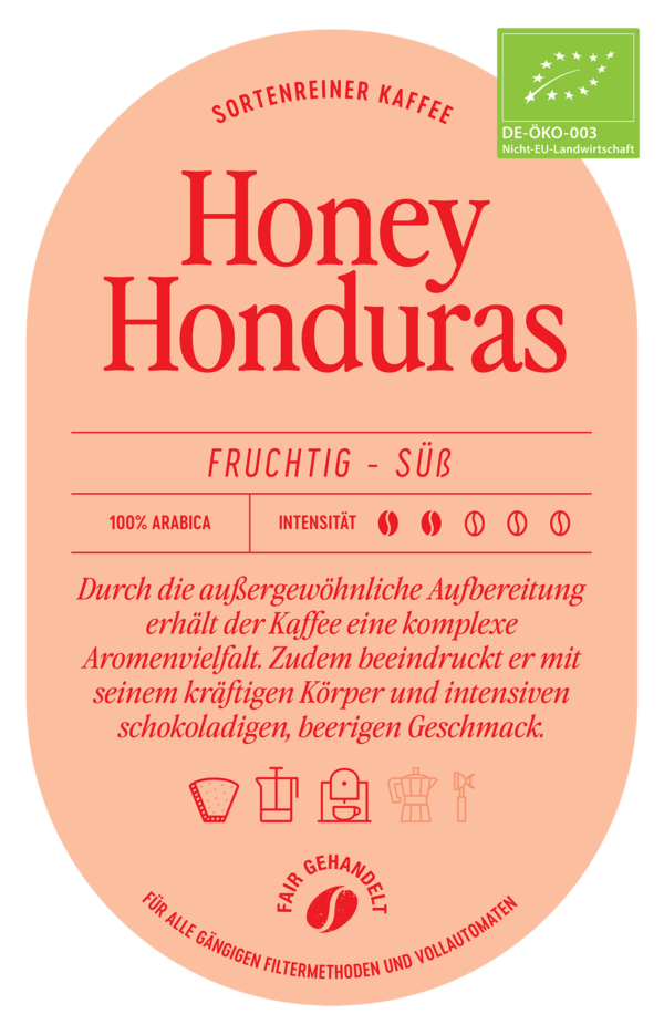 Honduras Honey Processed Kaffee Label