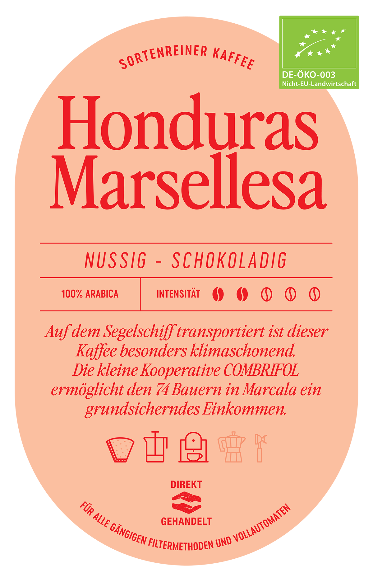Honduras Mersellesa Kaffee Label