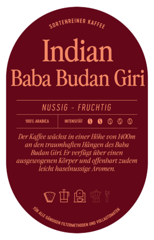 Indien Baba Budan Giri Kaffee Label
