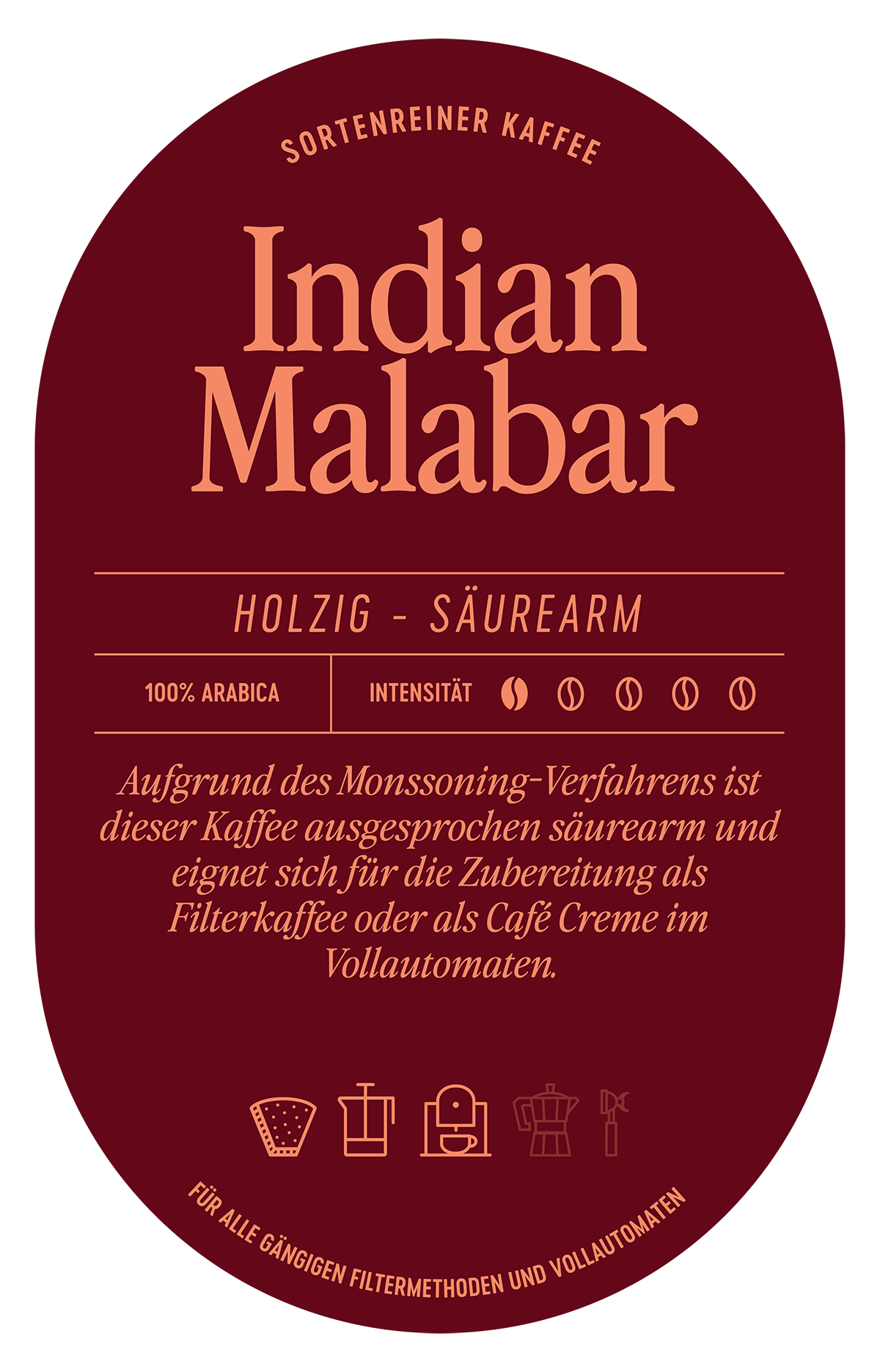 Indien Malabar Kaffee Label