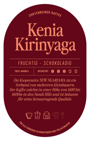 Kenia Kirinyaga Kaffee Label
