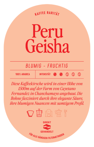 Peru Geisha Kaffee Label