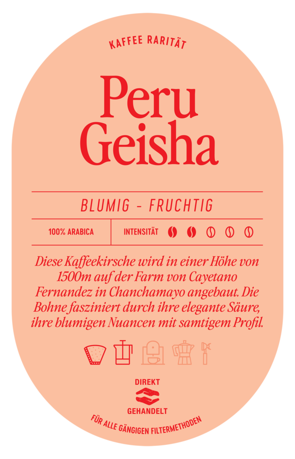 Peru Geisha Kaffee Label