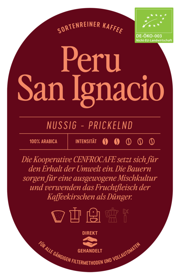 Peru San Ignacio Kaffee Label