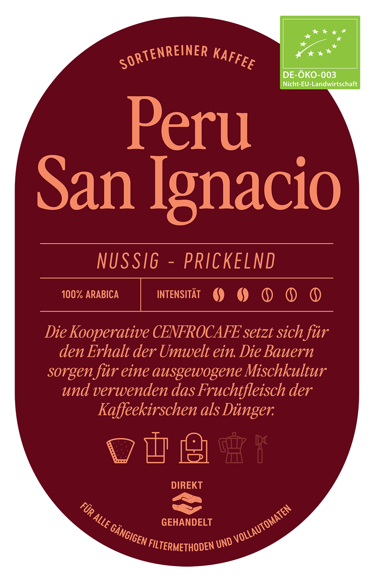 Peru San Ignacio Kaffee Label