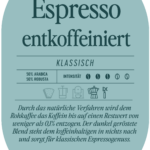 Espresso entkoffeiniert Label