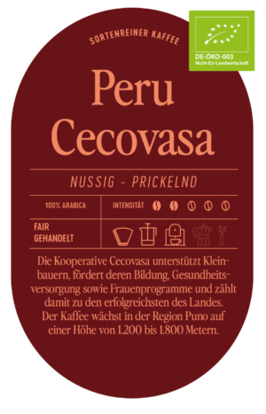 Peru Cecovasa Kaffee Label Peru Cecovasa Kaffee Label